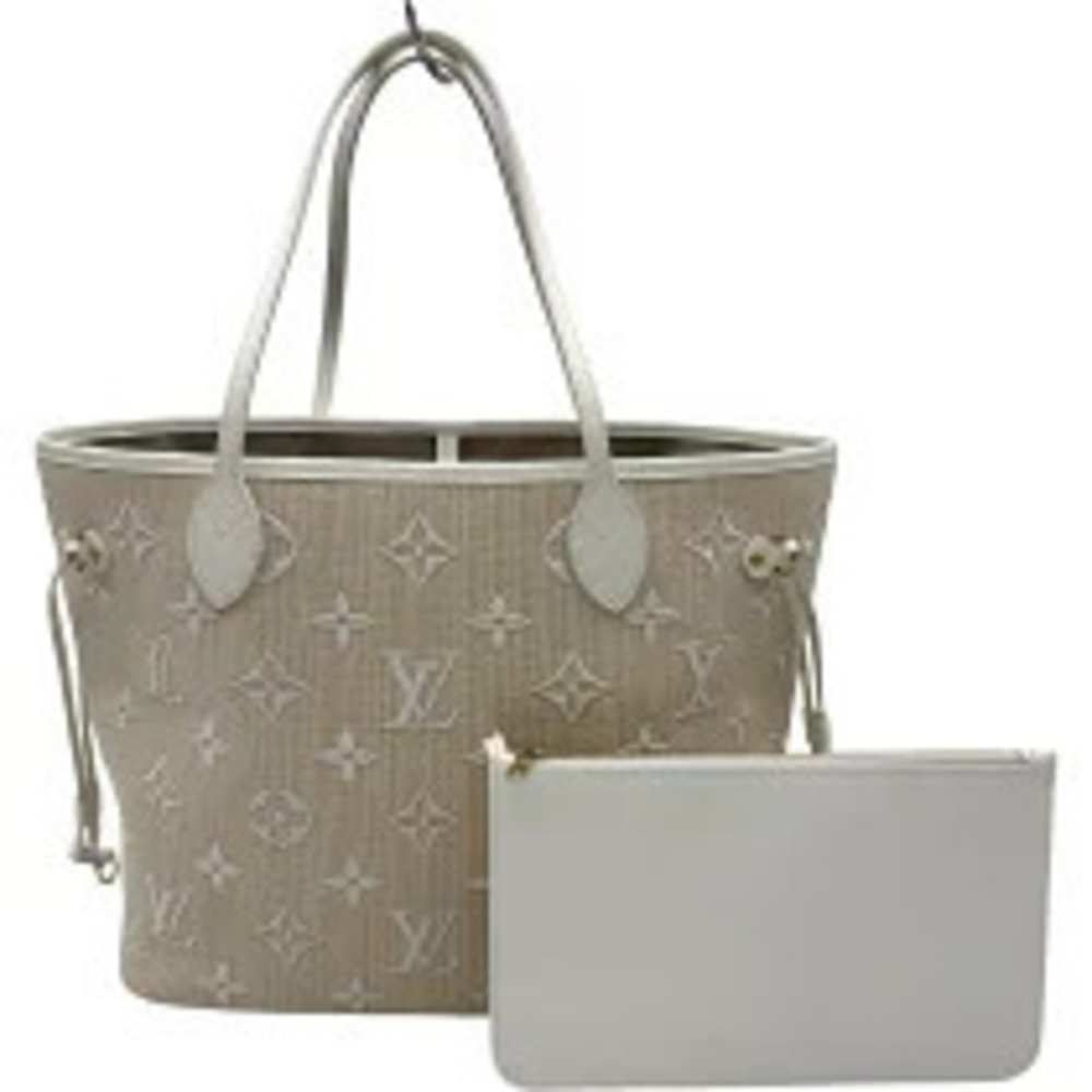 Louis Vuitton Neverfull Beige Cream White Monogram by the Pool Tote Bag